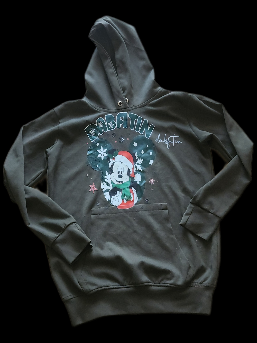 #MC13 Men's Olive Green Mickey Graphic Hoodie